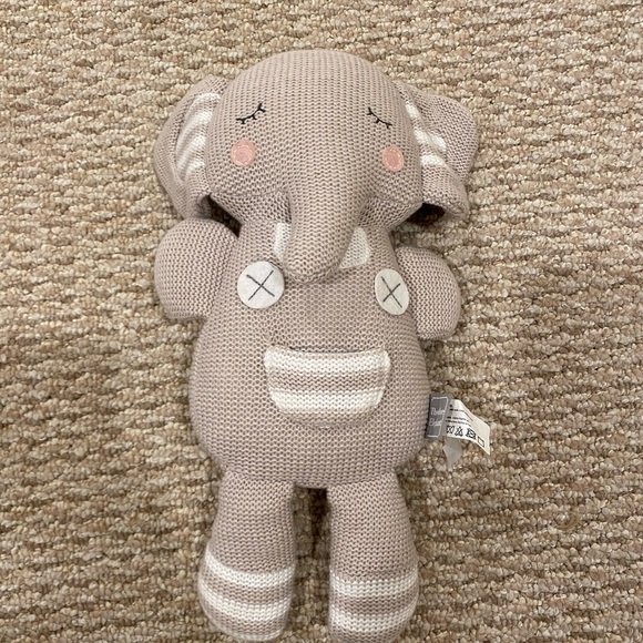 Theodore the Elephant by Living Textiles Baby Toy Knitted Stuffed Animal - Picture 2 of 4